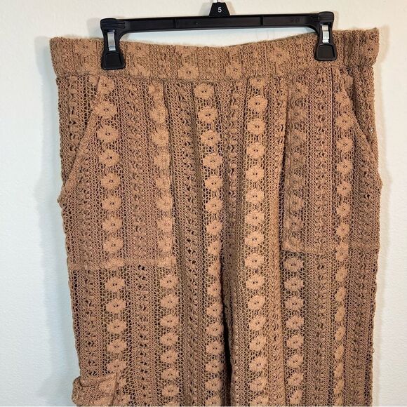 By Anthropologie Lace Cargo Pants Brown Knit Large - Picture 3 of 13